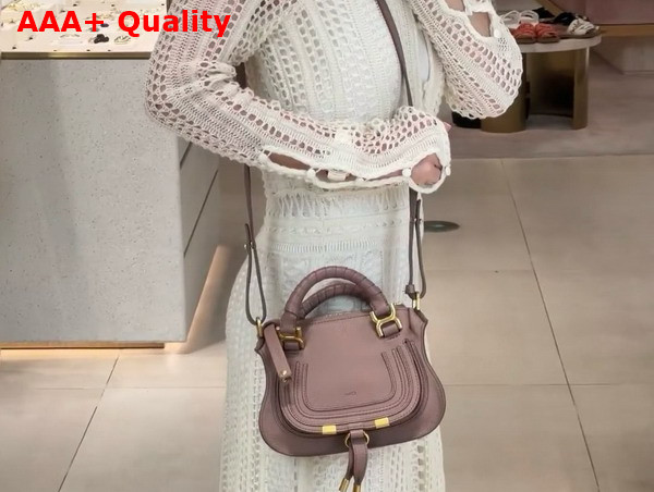 Chloe Mini Marcie Bag in Woodrose Grained Leather Replica