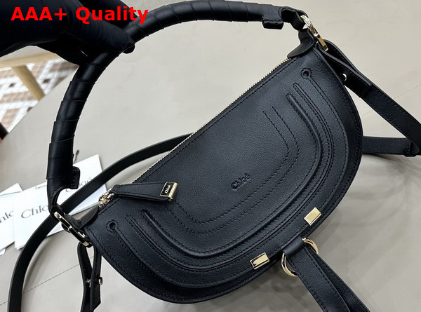 Chloe Mini Marcie Shoulder Bag in Black Soft Leather Replica