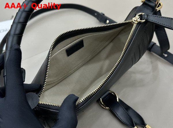 Chloe Mini Marcie Shoulder Bag in Black Soft Leather Replica