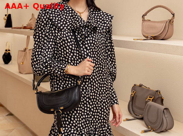 Chloe Mini Marcie Shoulder Bag in Black Soft Leather Replica