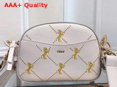 Chloe Mini Signature Bag in White Smooth Calfskin with Embroidered Horses and Studs Replica