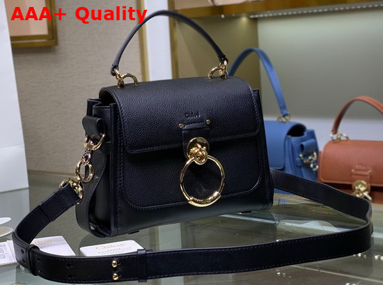 Chloe Mini Tess Day Bag in Grained and Shiny Calfskin Black Replica