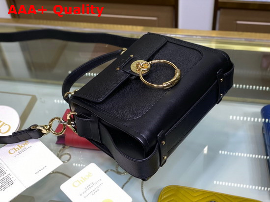 Chloe Mini Tess Day Bag in Grained and Shiny Calfskin Black Replica