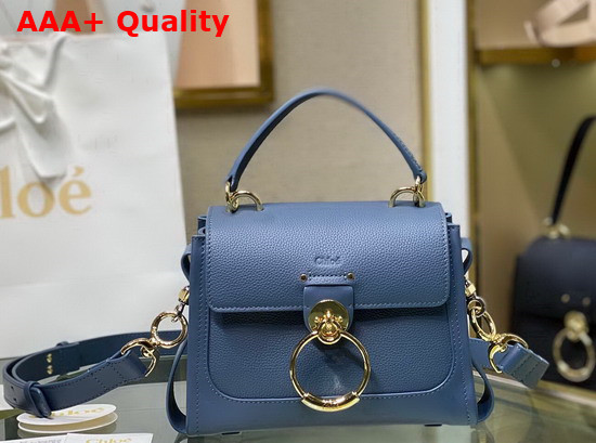 Chloe Mini Tess Day Bag in Grained and Shiny Calfskin Blue Replica
