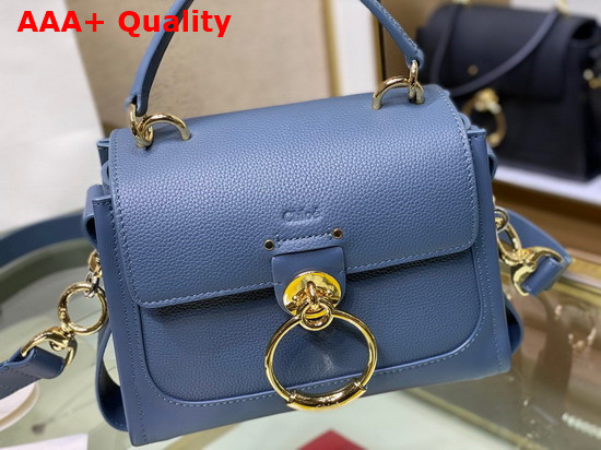 Chloe Mini Tess Day Bag in Grained and Shiny Calfskin Blue Replica
