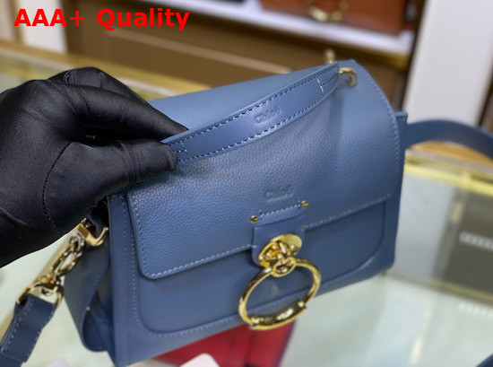 Chloe Mini Tess Day Bag in Grained and Shiny Calfskin Blue Replica