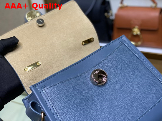 Chloe Mini Tess Day Bag in Grained and Shiny Calfskin Blue Replica