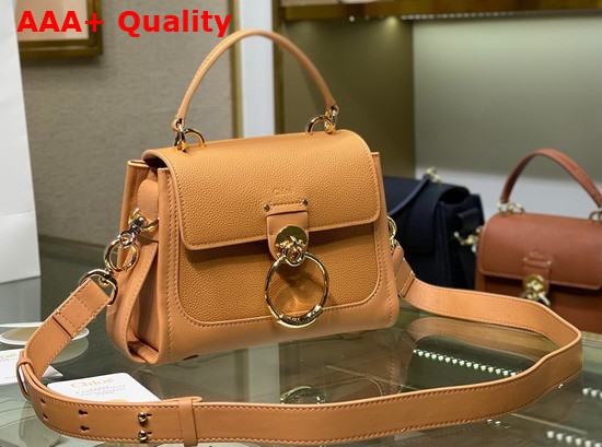 Chloe Mini Tess Day Bag in Grained and Shiny Calfskin Light Brown Replica