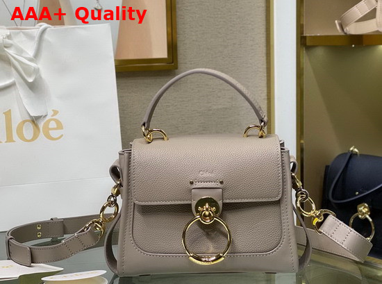 Chloe Mini Tess Day Bag in Grained and Shiny Calfskin Motty Gray Replica