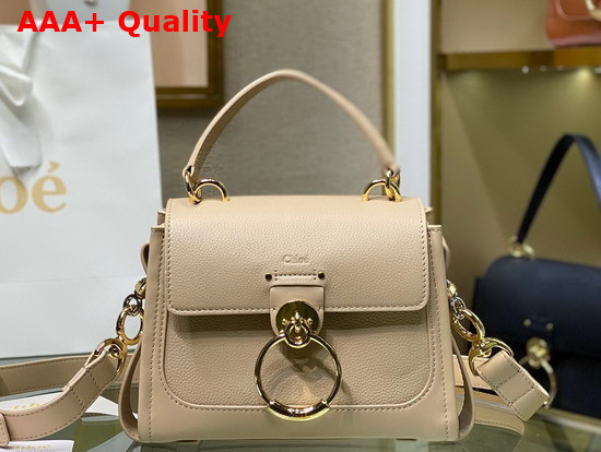 Chloe Mini Tess Day Bag in Grained and Shiny Calfskin Sweet Beige Replica