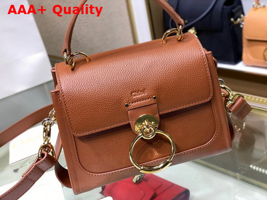 Chloe Mini Tess Day Bag in Grained and Shiny Calfskin Tan Replica