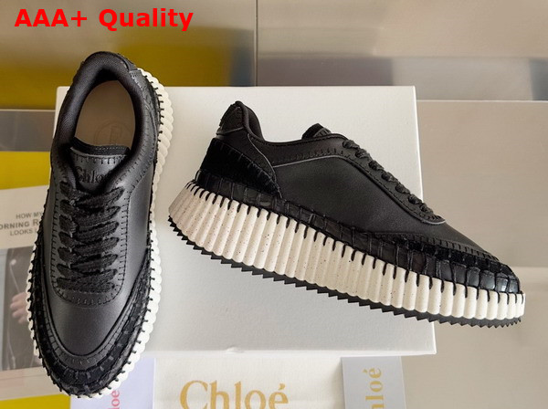 Chloe Nama Sneaker in Black Cowhide and Suede Cowhide Replica