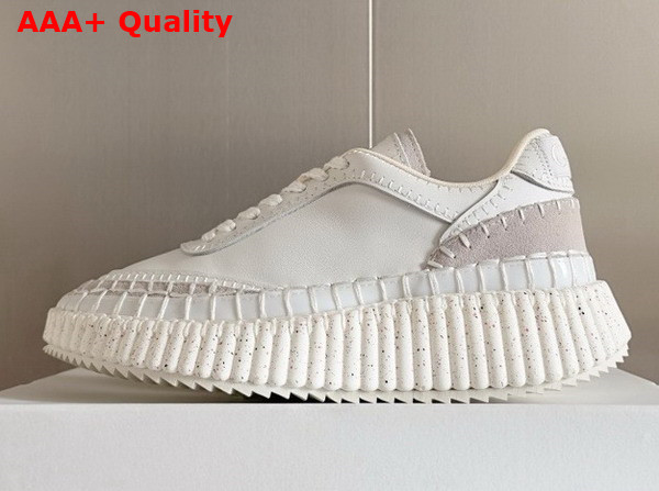 Chloe Nama Sneaker in Brilliant White Cowhide and Suede Cowhide Replica