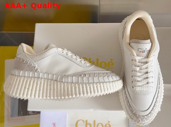 Chloe Nama Sneaker in Brilliant White Cowhide and Suede Cowhide Replica