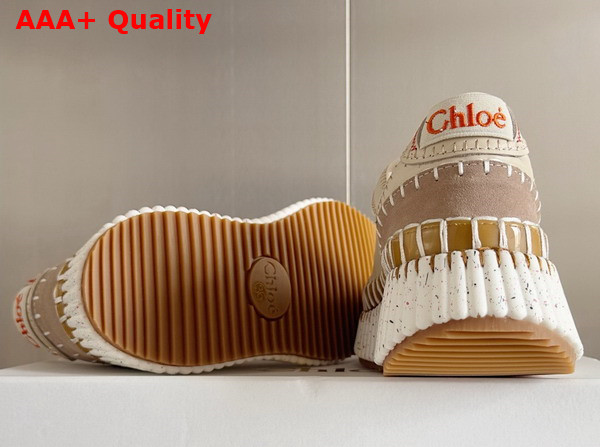 Chloe Nama Sneaker in Pearl Beige Cowhide and Suede Cowhide Replica