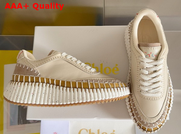 Chloe Nama Sneaker in Pearl Beige Cowhide and Suede Cowhide Replica