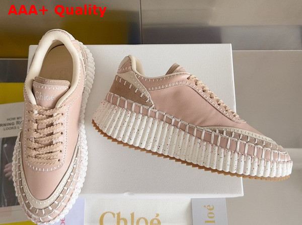 Chloe Nama Sneaker in Tan Rose Cowhide and Suede Cowhide Replica