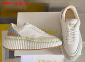 Chloe Nama Sneaker in White Multicolor Cowhide and Suede Cowhide Replica