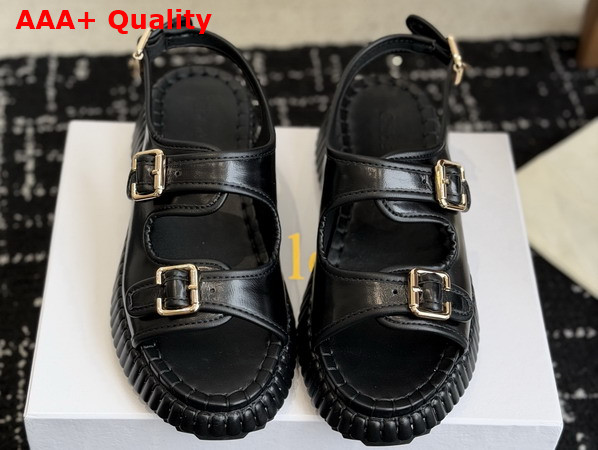 Chloe Nama Wedge Sandal Black Cowhide Leather Replica