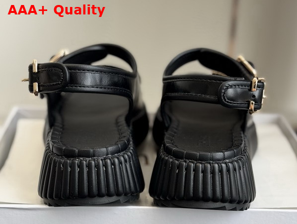 Chloe Nama Wedge Sandal Black Cowhide Leather Replica