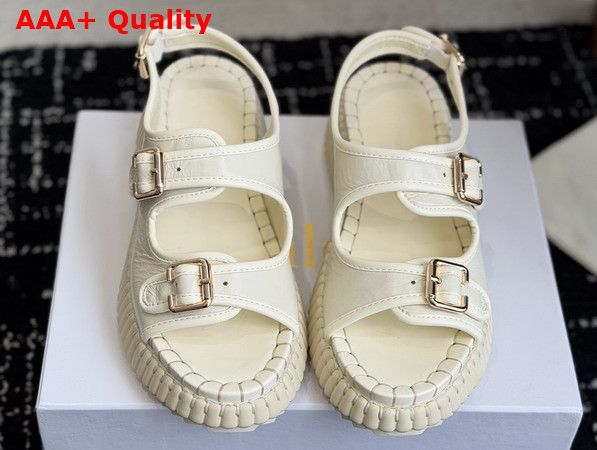 Chloe Nama Wedge Sandal Eggshell Cowhide Leather Replica