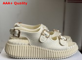 Chloe Nama Wedge Sandal Eggshell Cowhide Leather Replica