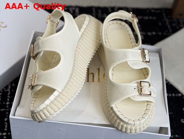 Chloe Nama Wedge Sandal Eggshell Cowhide Leather Replica
