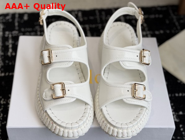 Chloe Nama Wedge Sandal White Cowhide Leather Replica