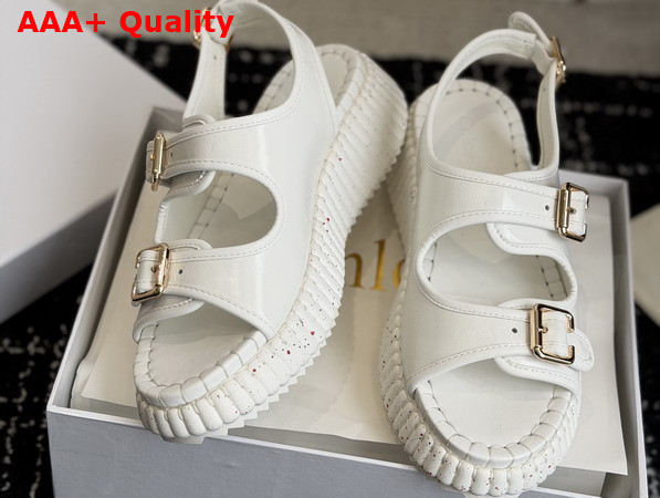 Chloe Nama Wedge Sandal White Cowhide Leather Replica