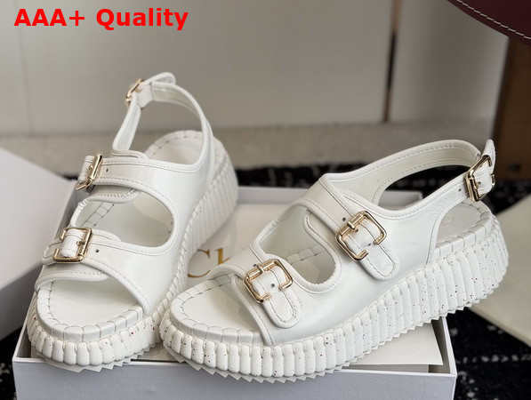 Chloe Nama Wedge Sandal White Cowhide Leather Replica