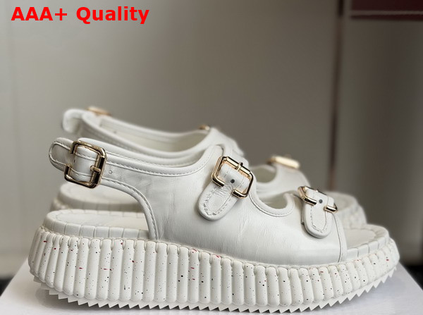 Chloe Nama Wedge Sandal White Cowhide Leather Replica