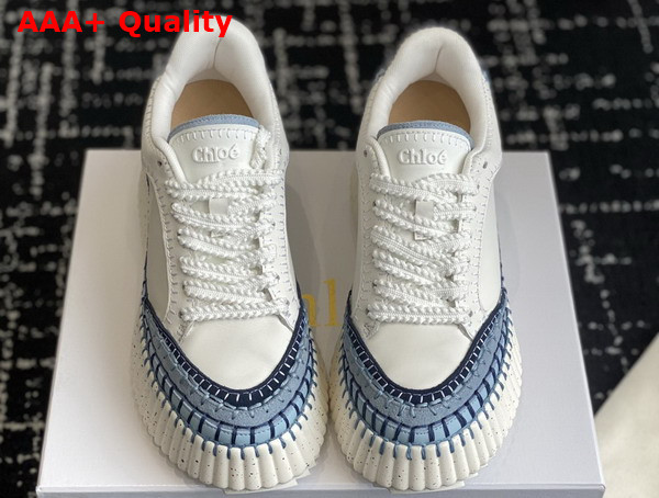 Chloe Nama Wedge Sneaker in Ashes Blue Cowhide Replica