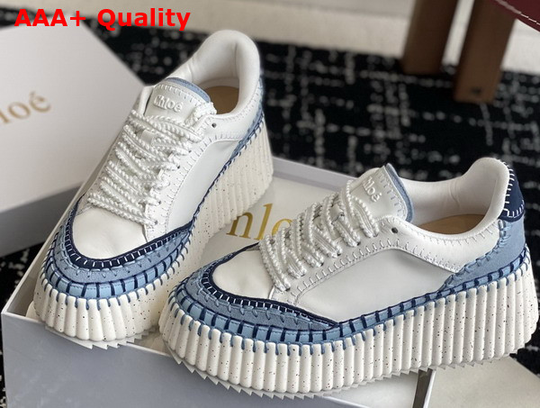 Chloe Nama Wedge Sneaker in Ashes Blue Cowhide Replica