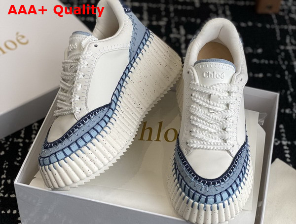 Chloe Nama Wedge Sneaker in Ashes Blue Cowhide Replica