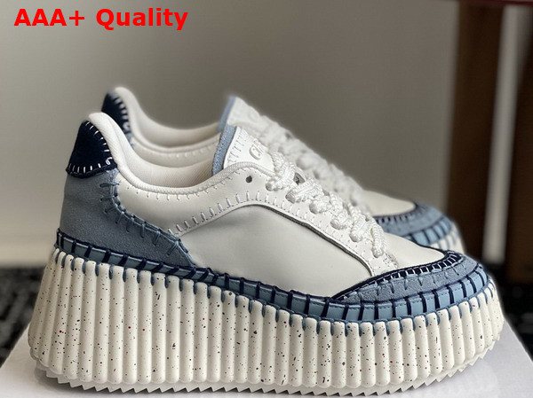 Chloe Nama Wedge Sneaker in Ashes Blue Cowhide Replica