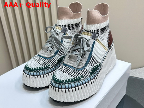Chloe Nama Wedge Sneaker in Light Blue Lower Impact Mesh Replica