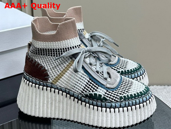 Chloe Nama Wedge Sneaker in Light Blue Lower Impact Mesh Replica