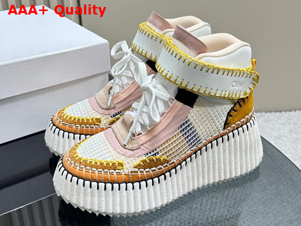 Chloe Nama Wedge Sneaker in Light Brown Lower Impact Mesh Replica