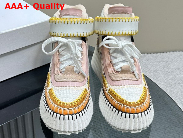 Chloe Nama Wedge Sneaker in Light Brown Lower Impact Mesh Replica