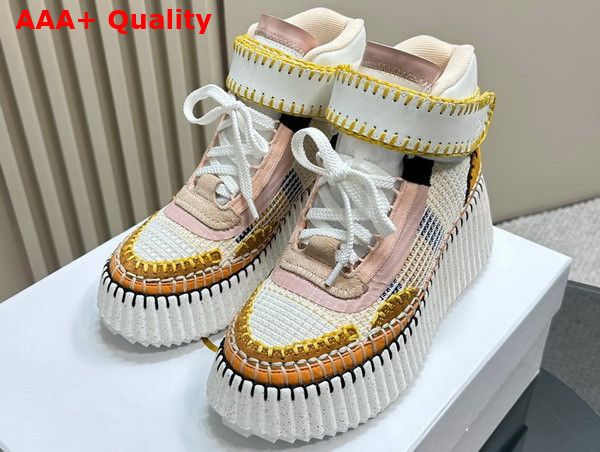 Chloe Nama Wedge Sneaker in Light Brown Lower Impact Mesh Replica