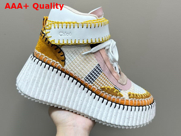 Chloe Nama Wedge Sneaker in Light Brown Lower Impact Mesh Replica