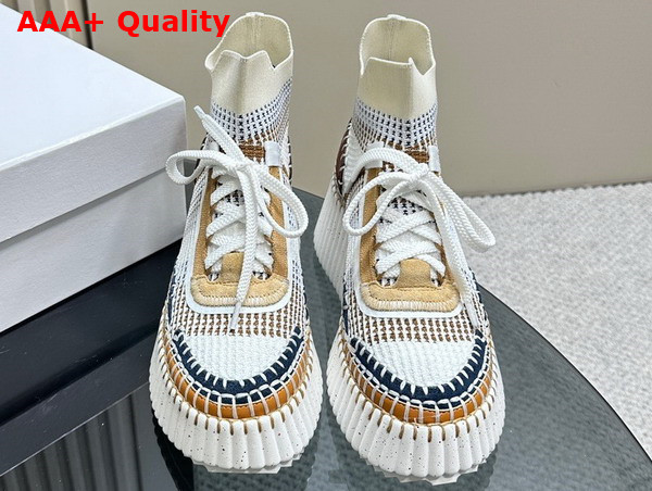 Chloe Nama Wedge Sneaker in Red Sand Lower Impact Mesh Replica