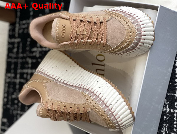 Chloe Nama Wedge Sneaker in Tan Rose Suede Cowhide Replica