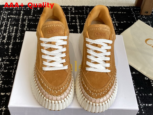 Chloe Nama Wedge Sneaker in Windy Beige Suede Cowhide Replica