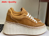 Chloe Nama Wedge Sneaker in Windy Beige Suede Cowhide Replica