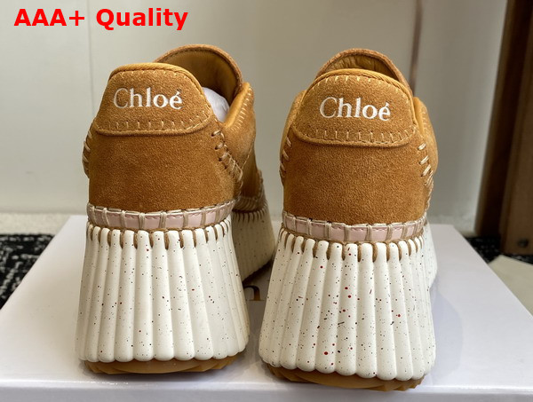Chloe Nama Wedge Sneaker in Windy Beige Suede Cowhide Replica