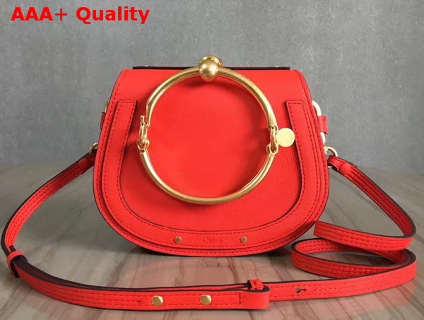 Chloe Nile Bracelet Bag in Red Smooth and Suede Calfskin Replica