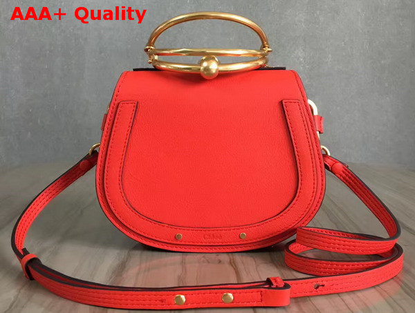 Chloe Nile Bracelet Bag in Red Smooth and Suede Calfskin Replica