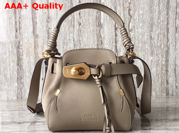 Chloe Owen Small Bucket Bag Motty Grey Smooth and Suede Calfskin Replica