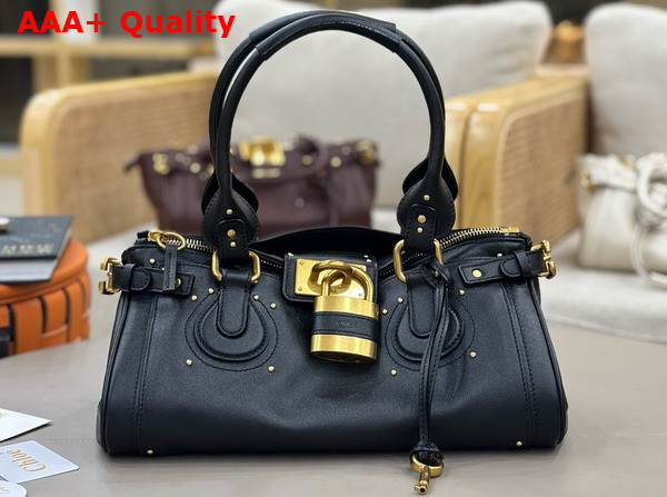 Chloe Paddington Bag in Black Grained Leather Replica